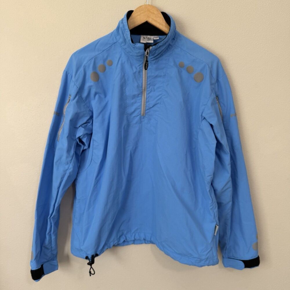 NRS Northwest River Supplies Kayak Jacket Sz L Blue Reflective 1/4 Zip Pullover
